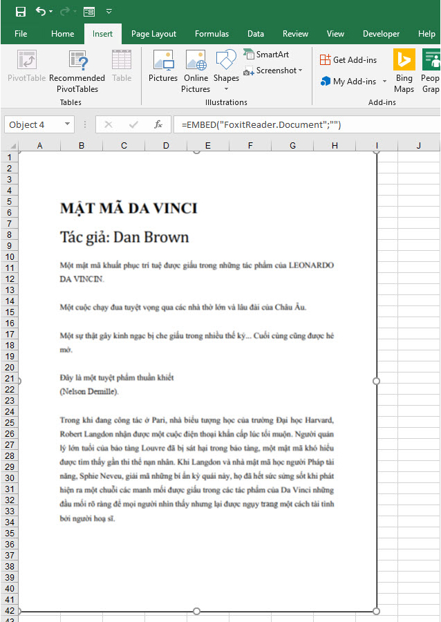 Chèn file PDF vào bảng tính Excel - 6