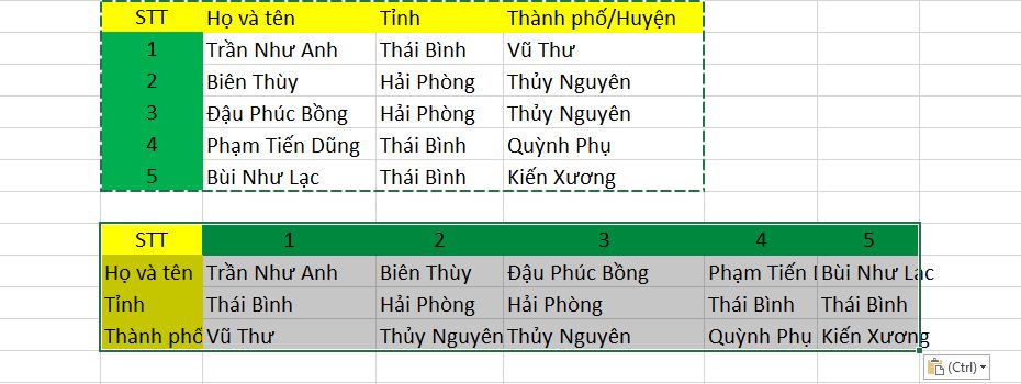Cách chuyển cột thành dòng - dòng thành cột trong Excel - 7